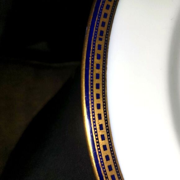 Antique Royal Doulton England Cobalt Blue Gold Rim Plate 10.5 MINT! Art Deco - Picture 11 of 13